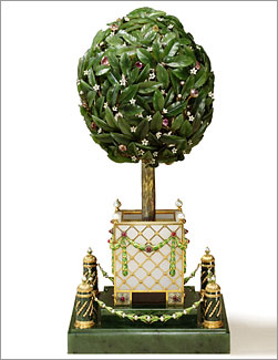 The Orange Tree (Bay Tree) Egg. A Faberge Imperial Easter Egg presented by Tsar Nicholas II to his mother the Dowager Empress Maria Feodorovna at Easter 1911